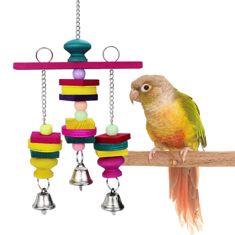 Litewoo Bird Parrot Parakeet Toys, Colorful Bite Wood Swing Toy for Small Medium Parakeet Cockatiel Budgie Cockatoo Macaw Conure Parrotï¼ˆCï¼‰ - Image 1